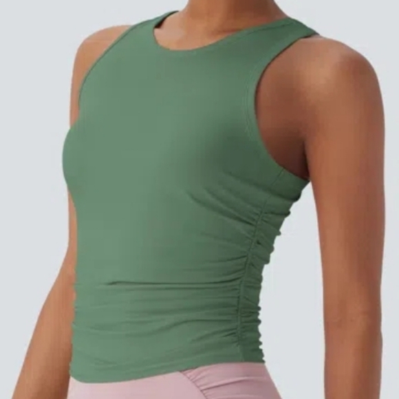 Halara Round Neck Racerback Ruched Yoga Tank Top - Picture 8 of 10